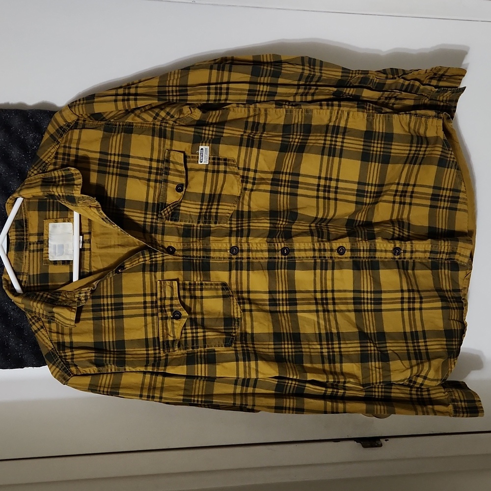 G-Star Raw Yellow & Black Fannel Long Sleeve Button Down Casual Dress Shirt